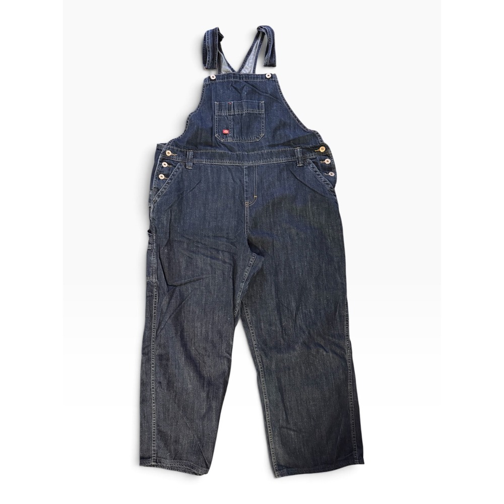 Dickies Womens XL Dark Wash Denim Bib Overalls Carpenter Workwear FB206DIB